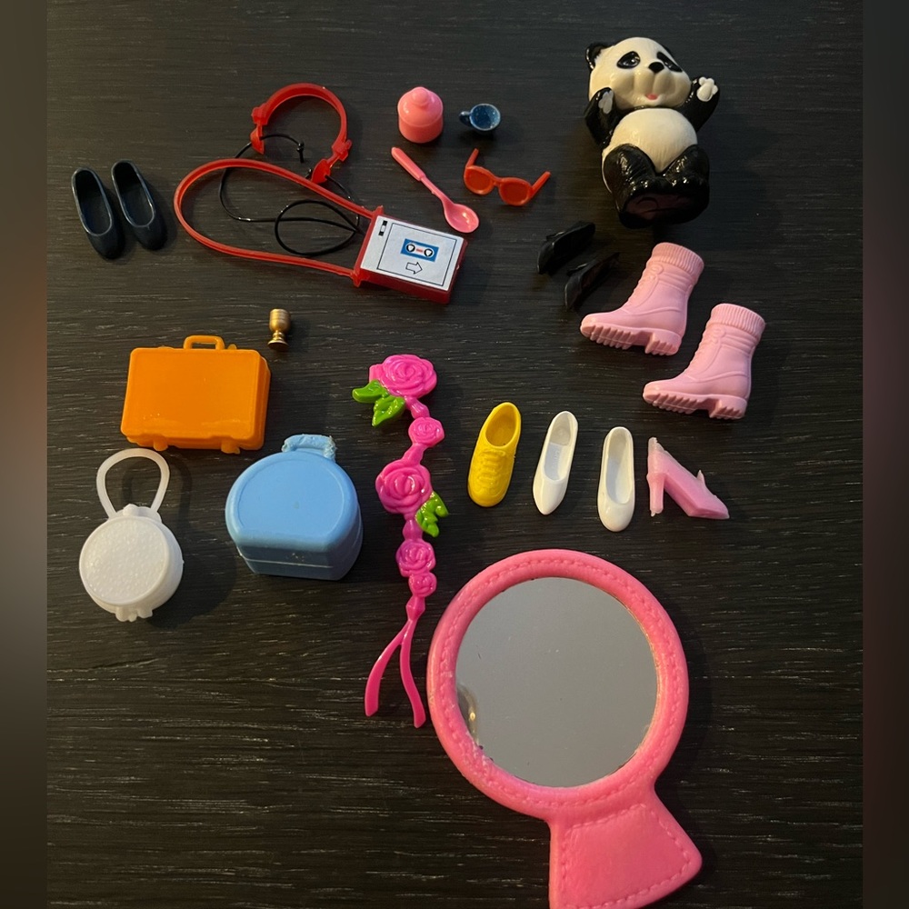 Vintage Bundle Barbie Accessories Purse, Cassette Headset, Sunglasses and more!